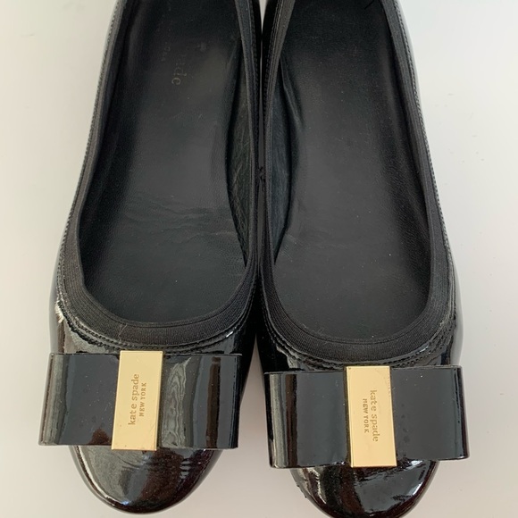Kate Spade Tock Patent Leather Flats Bow Black - Picture 3 of 5